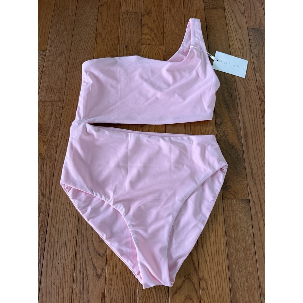 Aquarii Annie One-Shoulder Bandeau Swimwear Bathing Suit Pink Sz S